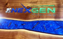 Walnut Conference Table With Embedded Drillbits 3