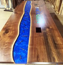 Walnut Conference Table With Embedded Drillbits 5
