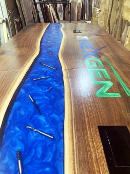 Walnut Conference Table With Embedded Drillbits 6