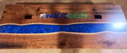 Walnut Conference Table With Embedded Drillbits 7