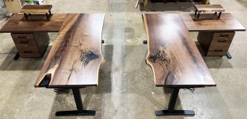 Matching Black Walnut And Resin Sit Stand Desks