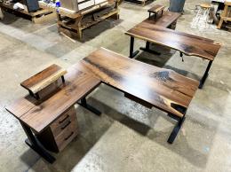 Matching Black Walnut And Resin Sit Stand Desks 5