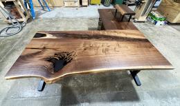 Matching Black Walnut And Resin Sit Stand Desks 4