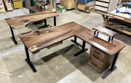 Matching Black Walnut And Resin Sit Stand Desks 6