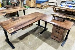 Matching Black Walnut And Resin Sit Stand Desks 7