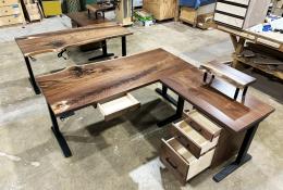 Matching Black Walnut And Resin Sit Stand Desks 8