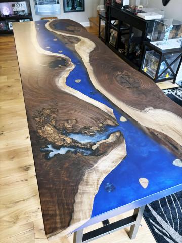 Walnut Bar Table With Embedded Guitar Picks
