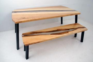 Ash Desk With Bench