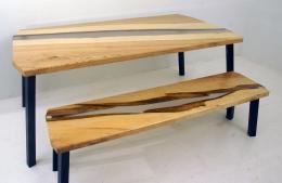 Clear Epoxy River Desk Table And Matching Bench 9