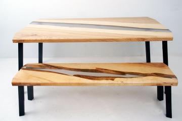 Ash Desk With Bench