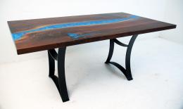 Walnut Dining Room Table With Caribbean Blue Resin 2