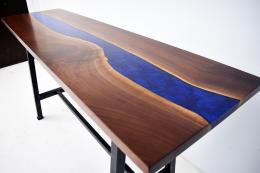 Epoxy Resin River Sofa Table With Dual Pour Blues 3