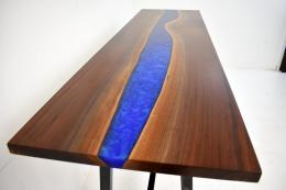 Epoxy Resin River Sofa Table With Dual Pour Blues 2