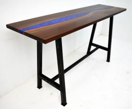 Epoxy Resin River Sofa Table With Dual Pour Blues 5