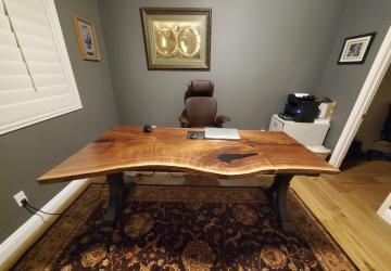 Live Edge Home Office Desk With Drawer