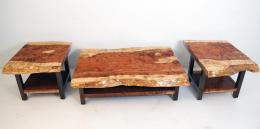 Live Edge Redwood Coffee Table & Side Table Set 5