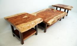 Live Edge Redwood Coffee Table & Side Table Set 11