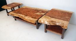 Live Edge Redwood Coffee Table & Side Table Set 3