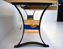 LED Lit Blue River Desk From Elm Wood 11