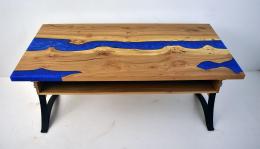 LED Lit Blue River Desk From Elm Wood 6