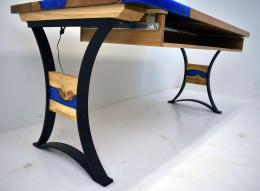 LED Lit Blue River Desk From Elm Wood 1
