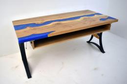 LED Lit Blue River Desk From Elm Wood 8