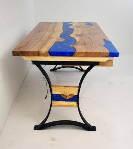 LED Lit Blue River Desk From Elm Wood 3