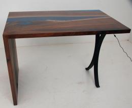 Walnut LED Lit Console River Table 7