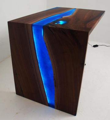 Walnut LED Lit Console River Table 4