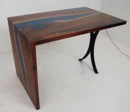 Walnut LED Lit Console River Table 8