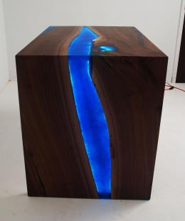 Walnut LED Lit Console River Table 5