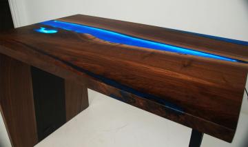 Walnut LED Lit Console River Table 2