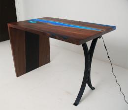Walnut LED Lit Console River Table 1