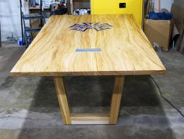 Elm Conference Table With Epoxy Resin CNC Logo 9