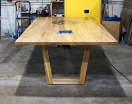 Elm Conference Table With Epoxy Resin CNC Logo 12