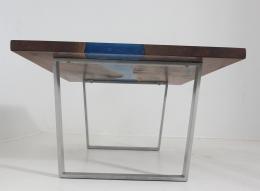 Walnut Coffee River Table With Blue & White Resin 5
