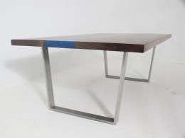 Walnut Coffee River Table With Blue & White Resin 4