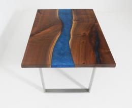 Walnut Coffee River Table With Blue & White Resin 2