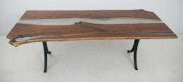 Live Edge Dining Table With White Epoxy River 1