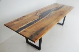 Distressed Hickory River Dining Room Table With Translu