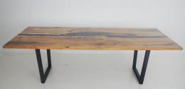 Distressed Hickory River Dining Room Table With Translu