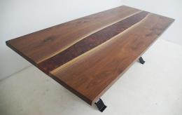 Walnut Dining Room Table With Copper & Black Epoxy Rive