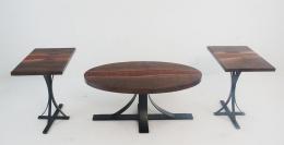 Walnut River Coffee Table And Side Table Set With Coppe