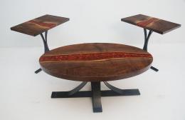 Walnut River Coffee Table And Side Table Set With Coppe