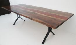 Walnut River Dining Table With Crimson Epoxy Resin 5