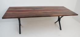 Walnut River Dining Table With Crimson Epoxy Resin 1