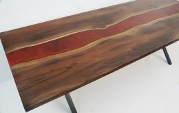 Walnut River Dining Table With Crimson Epoxy Resin 4