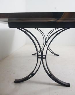 Large Black Walnut Dining Room Table With Black Epoxy R