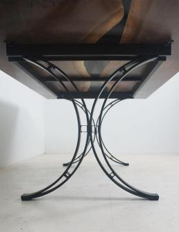 Large Black Walnut Dining Room Table With Black Epoxy R