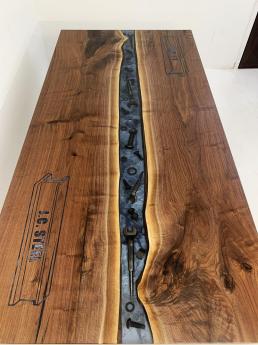 Walnut Conference River Table With Embedded Tools And C